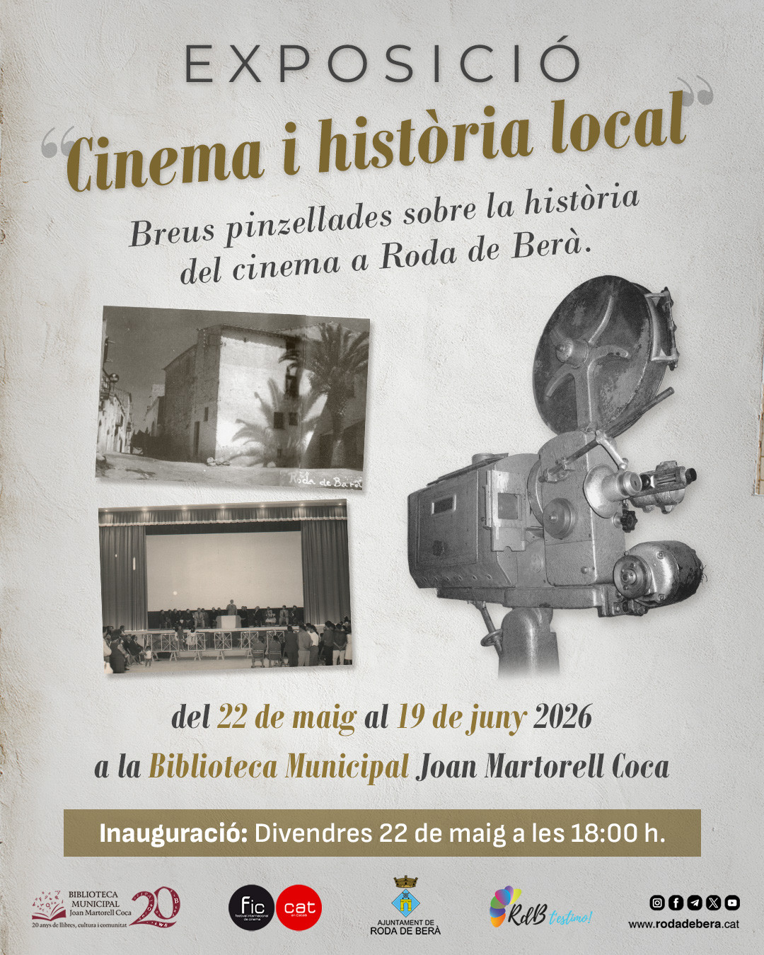 La Biblioteca Joan Martorell Coca acollirà l’exposició “Cinema i història local”, una mostra organitzada pel FIC-CAT