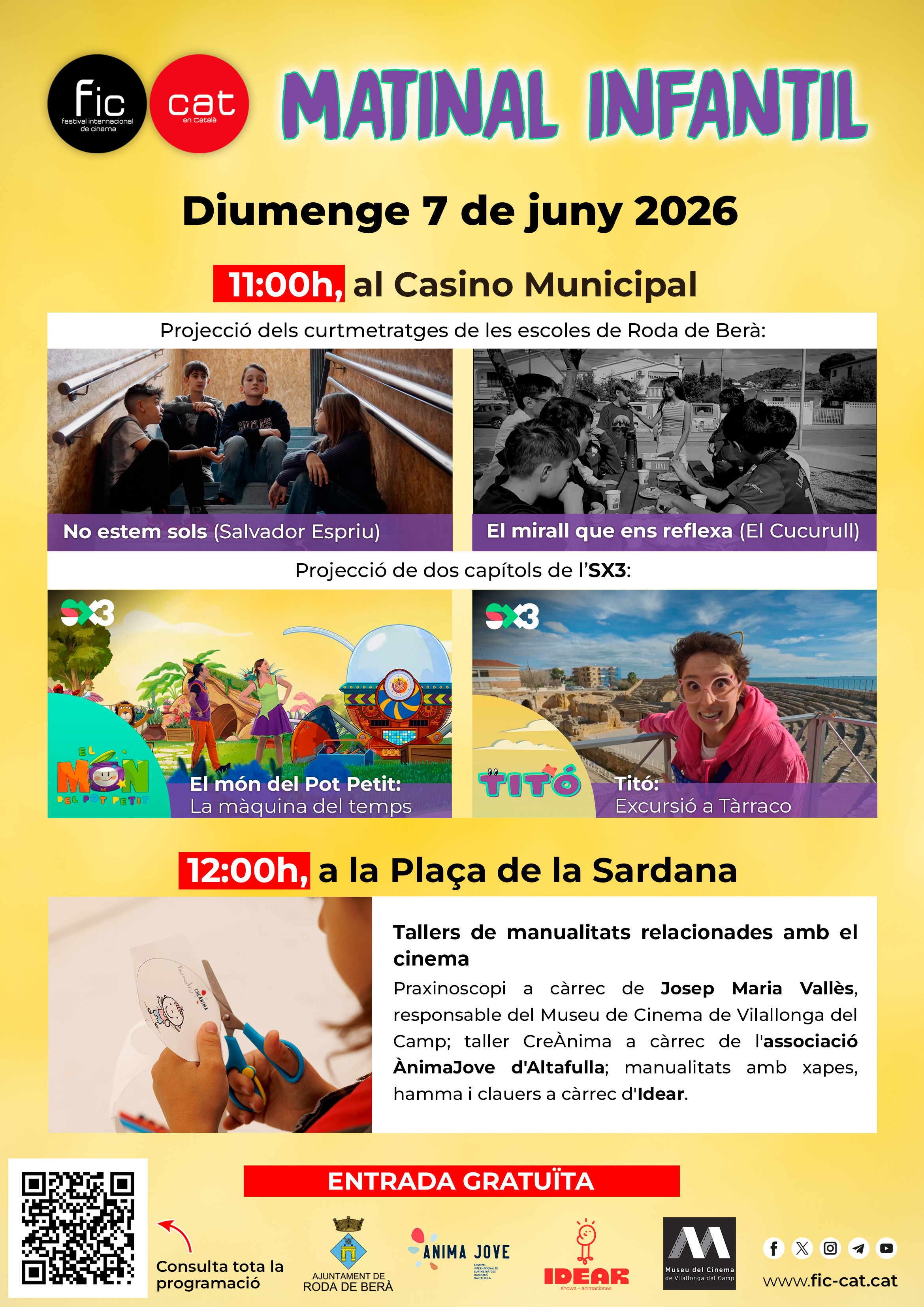 La Matinal Infantil del FIC-CAT omplirà Roda de Berà de cinema, creativitat i diversió